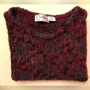 Vintage Carducci 💜❤️🖤 Short Sleeve Marled Knit Multi Sweater Size M 💜❤️🖤